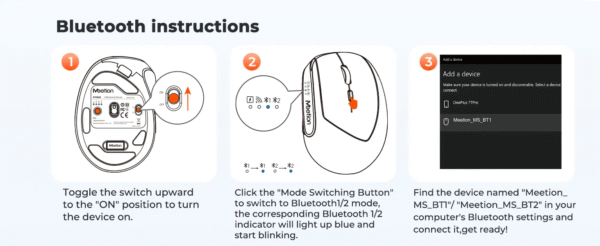 Meetion BTM008 Ergonomics Vertical Wireless Mouse - Image 6