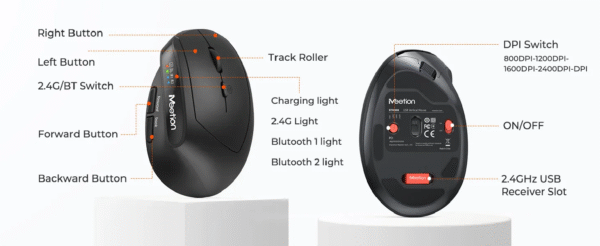 Meetion BTM008 Ergonomics Vertical Wireless Mouse - Image 2