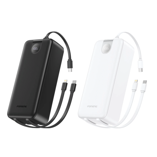 PX108 30000mAh Power Bank with 3 Built-in Cables (22.5W)