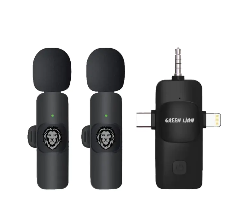 Green Lion 3 IN 1 Microphone Type-C / Lightning / Aux - Green